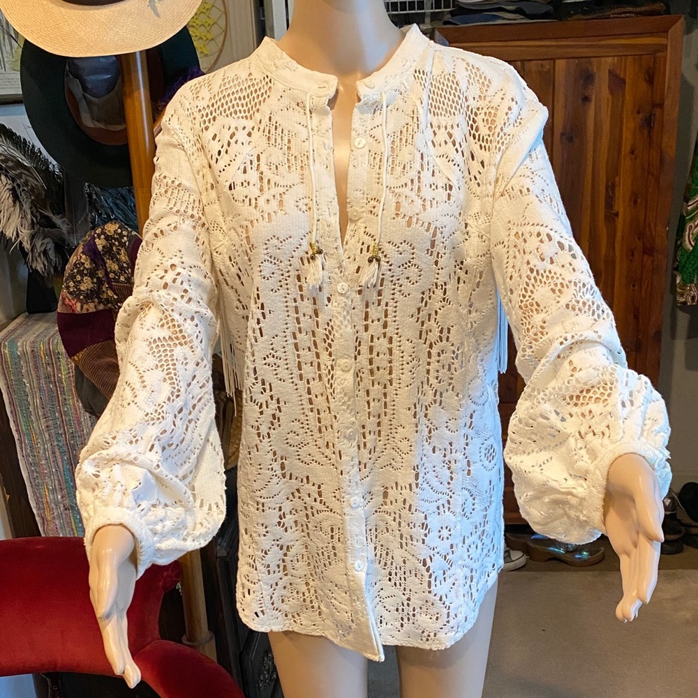 Spell Fleetwood Lace Button-Up Blouse